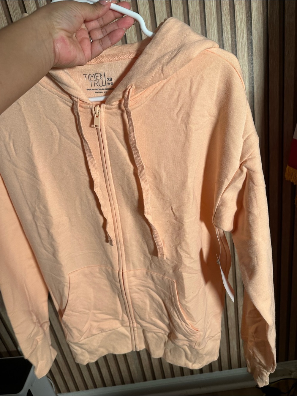 Time and Tru Peach Zip Front Hoodie Jacket
